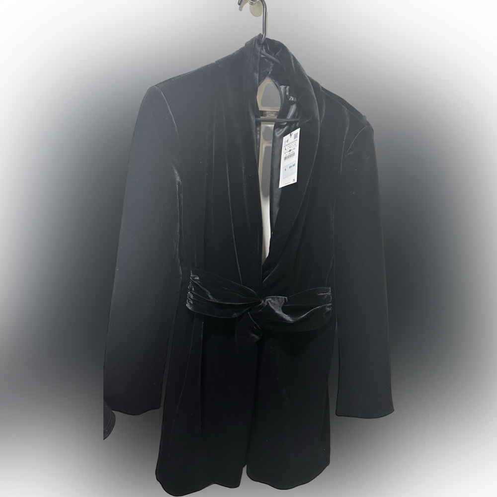 Zara black velvet low cut dress